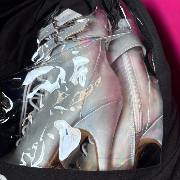 BURJU Shoes - Burju Heels Holographic Lace-Up Dance Boots